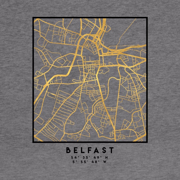 BELFAST UNITED KINGDOM CITY STREET MAP ART by deificusArt